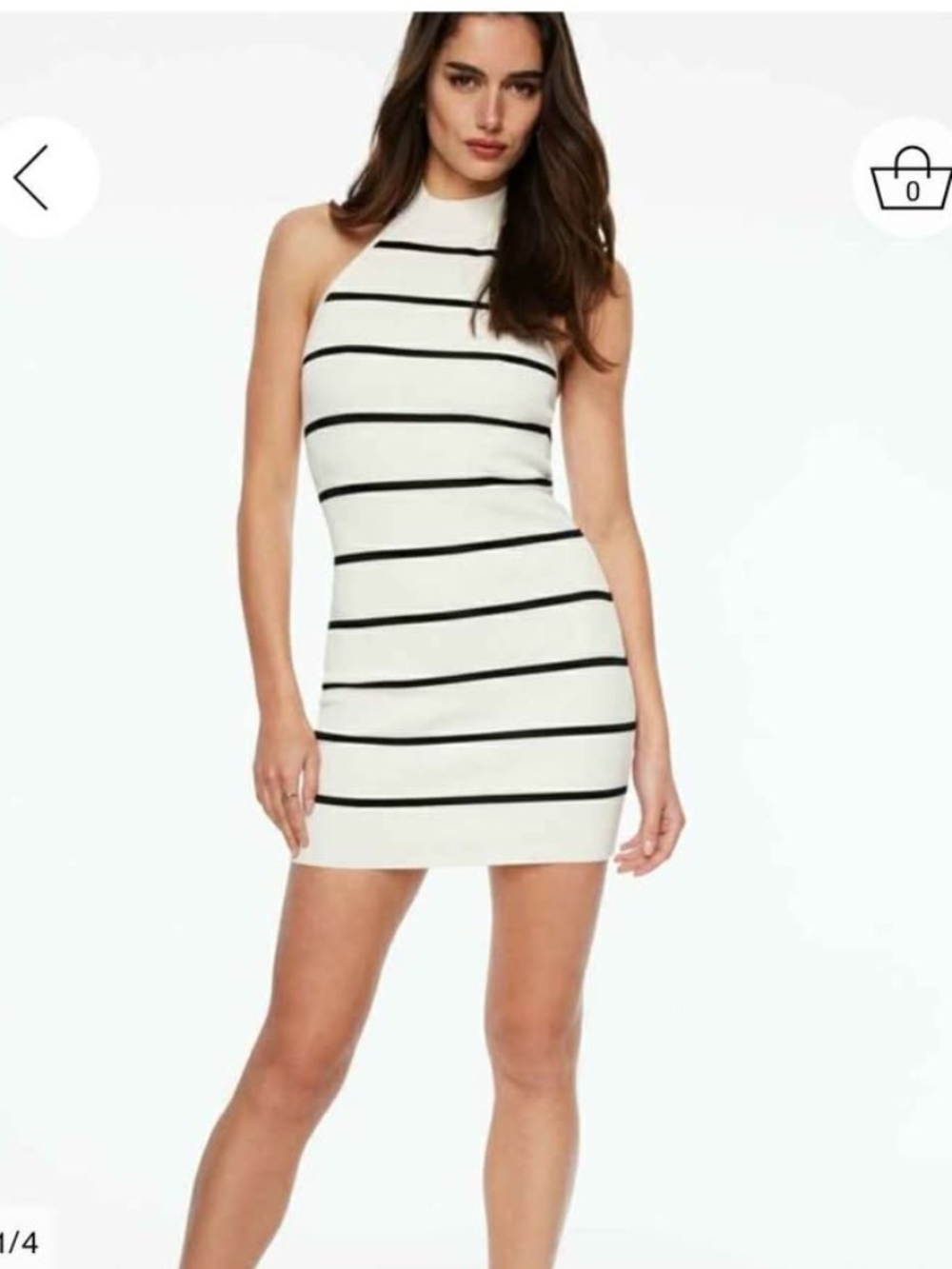 Dynamite White & Black Striped Mock-Neck Mini Dress